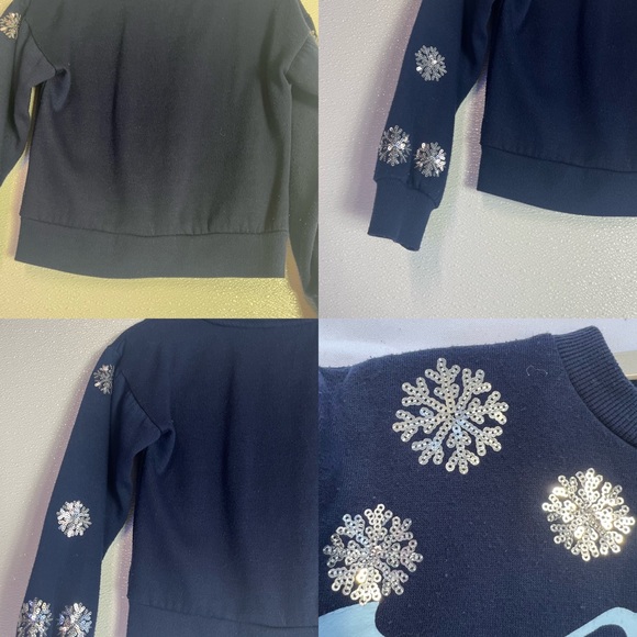 Disney Frozen II Elsa navy blue silver sequin snowflake sweatshirt  Size XS (4/5 - Picture 15 of 17